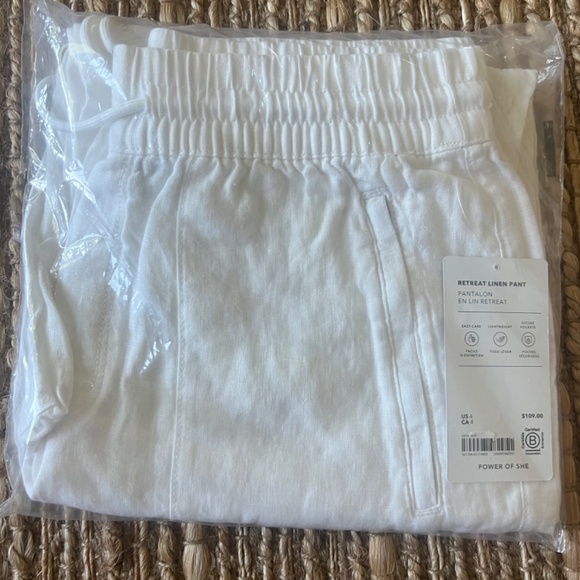 NWT Athleta White Retreat Linen Pants - Picture 3 of 4